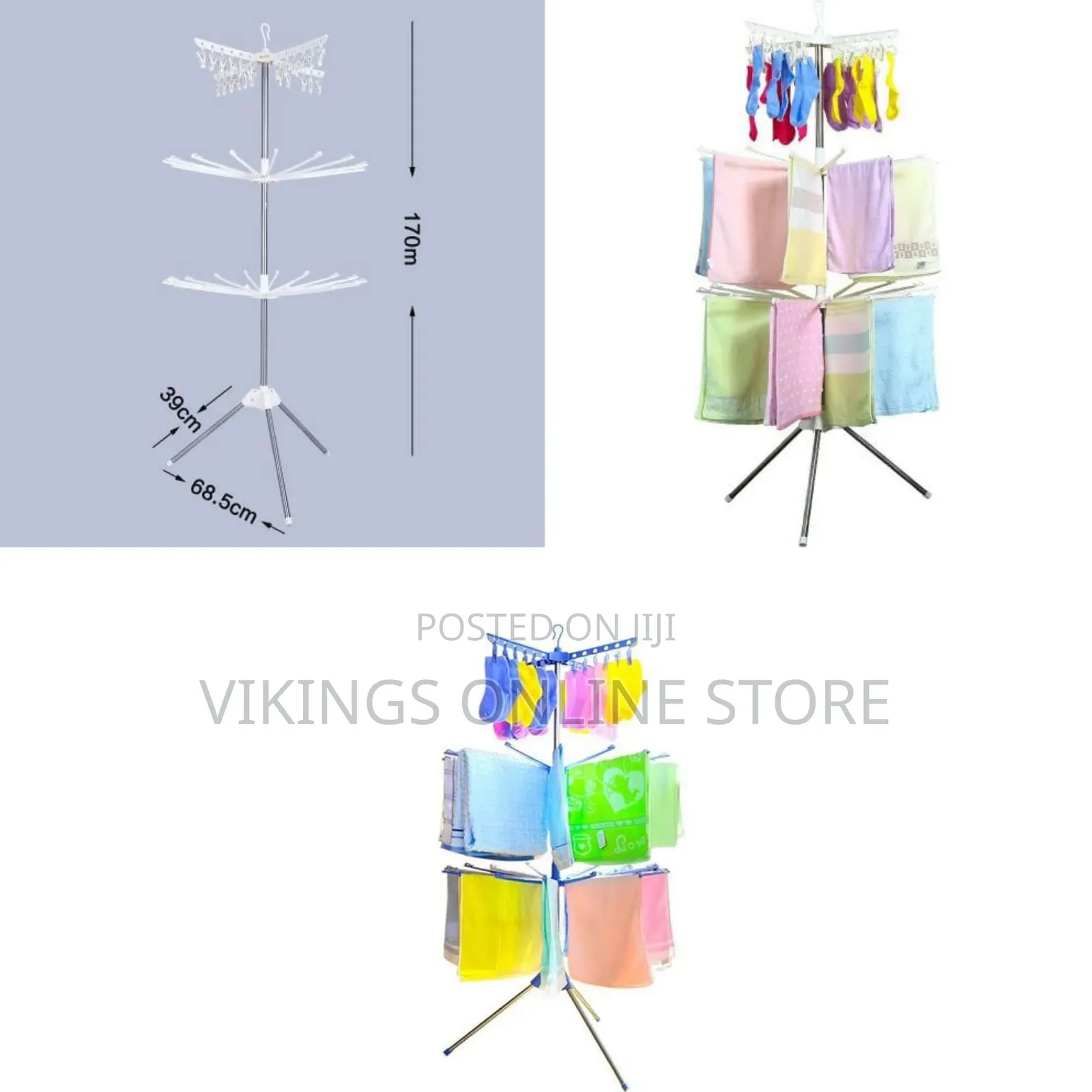 Folding Clothes Drying Rack 3-Tier Indoor Outdoor Space Saving Stand
