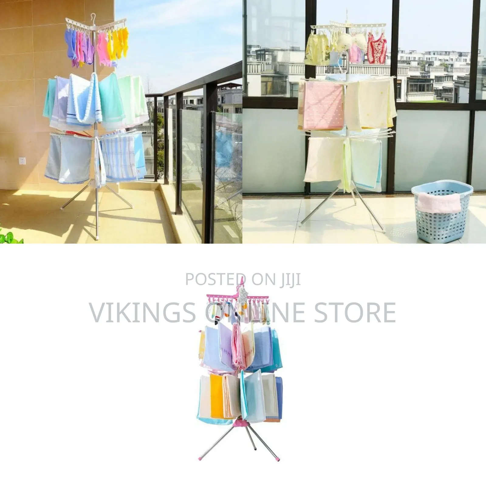 Folding Clothes Drying Rack 3-Tier Indoor Outdoor Space Saving Stand