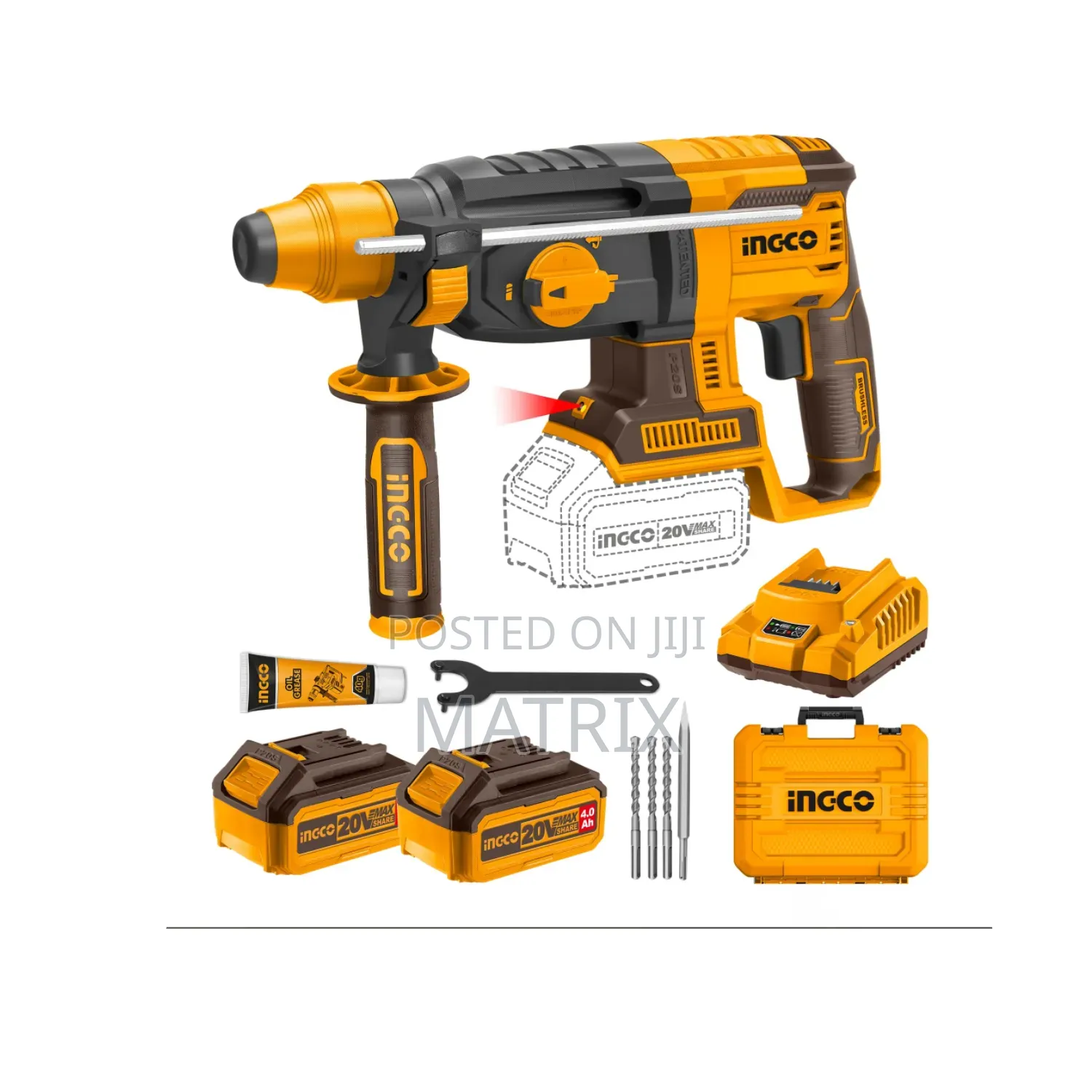 INGCO 20V Brushless Cordless Rotary Hammer