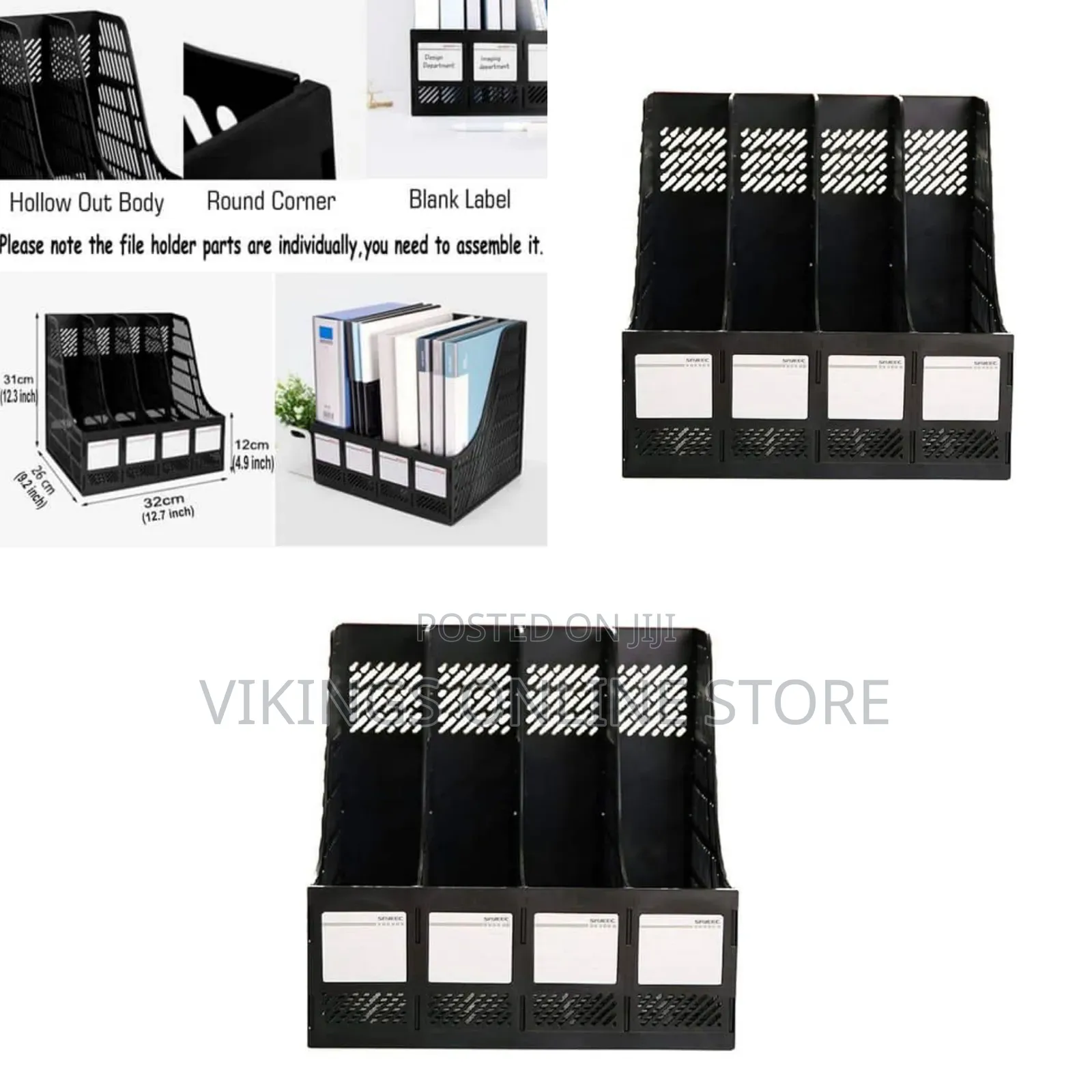 Desk Magazine Holder File Organizer 4 Compartment Plastic File Holder