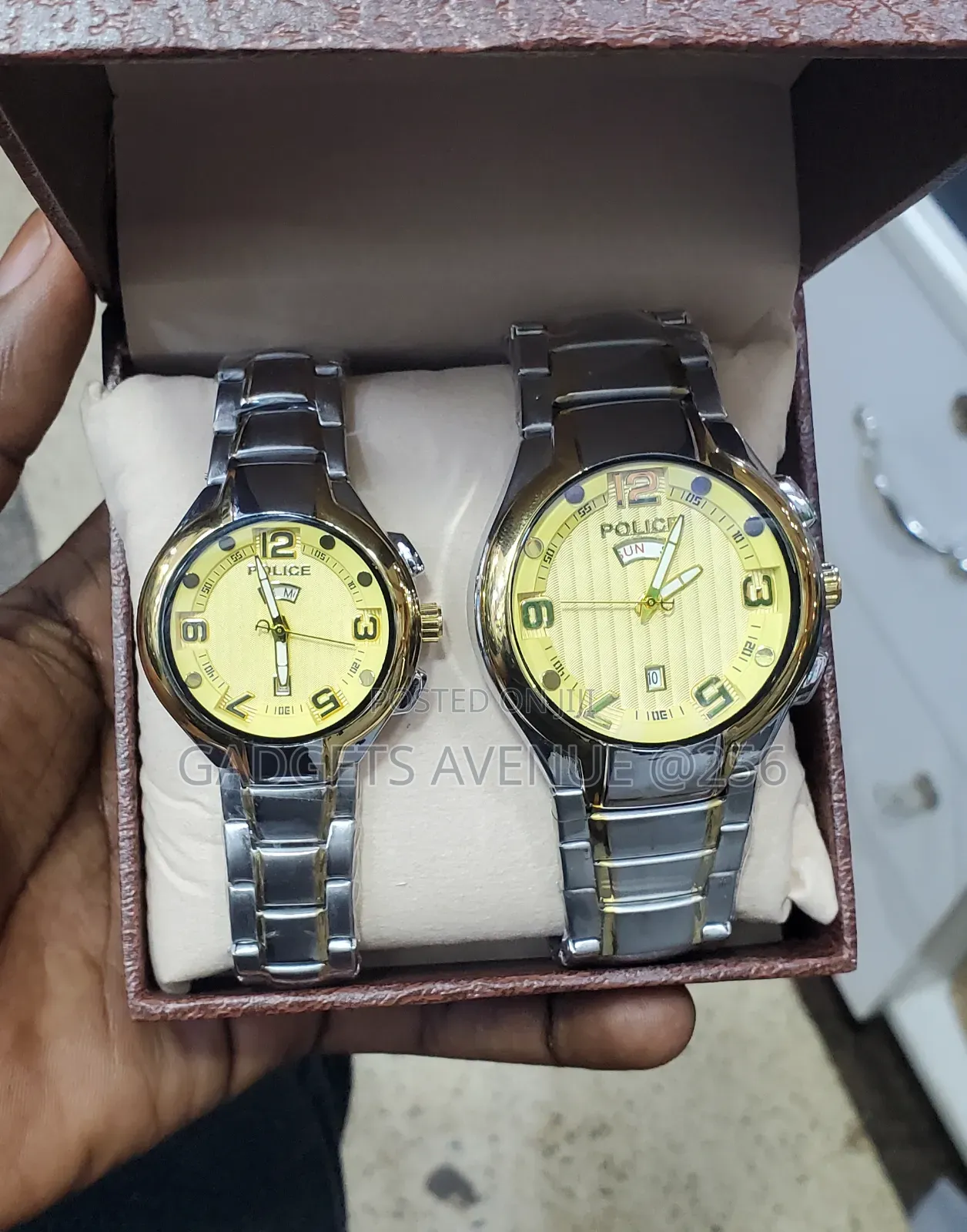 Police Analog Wrist Watch Featuring a Textured Yellow