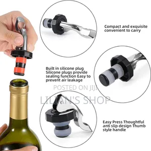 Red Wine Stopper With Bottle Opener
