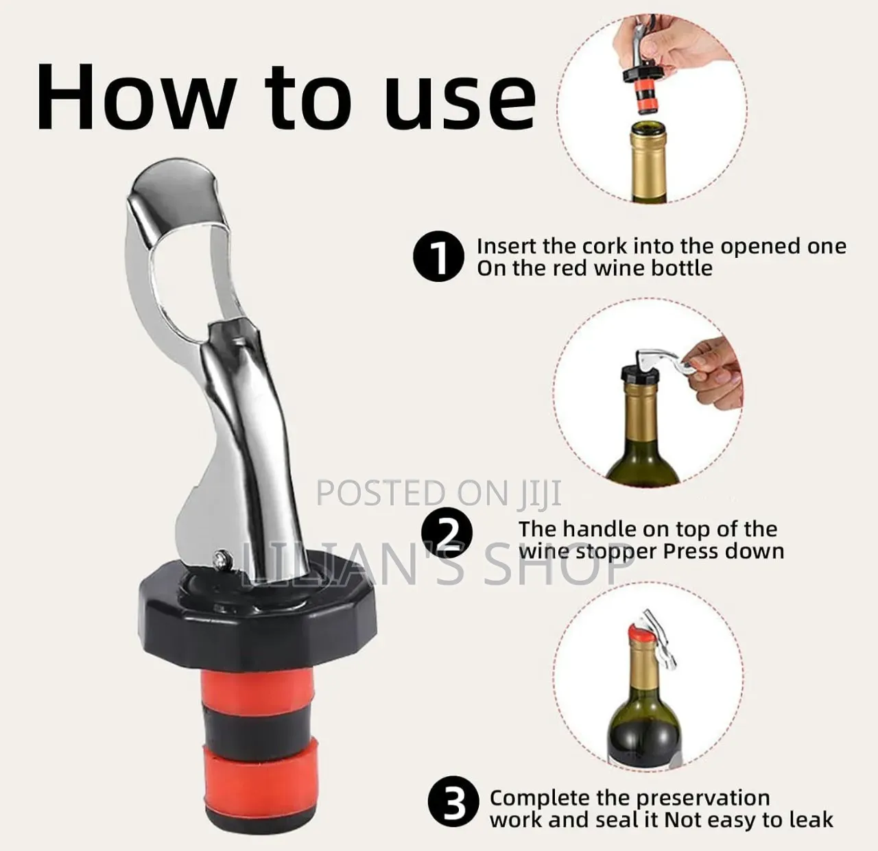 Red Wine Stopper With Bottle Opener