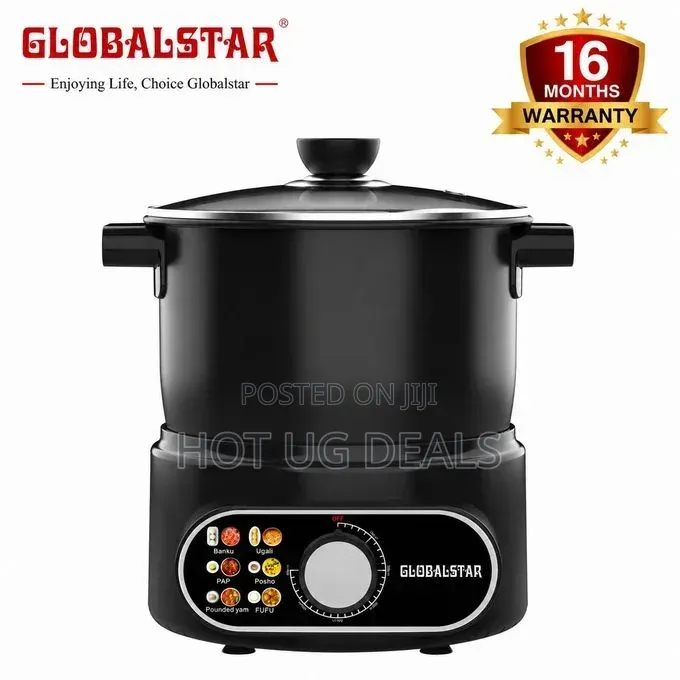 Globalstar 6.5L Non-Stick Ugali Cooker/ Posho Maker With Glass Lid