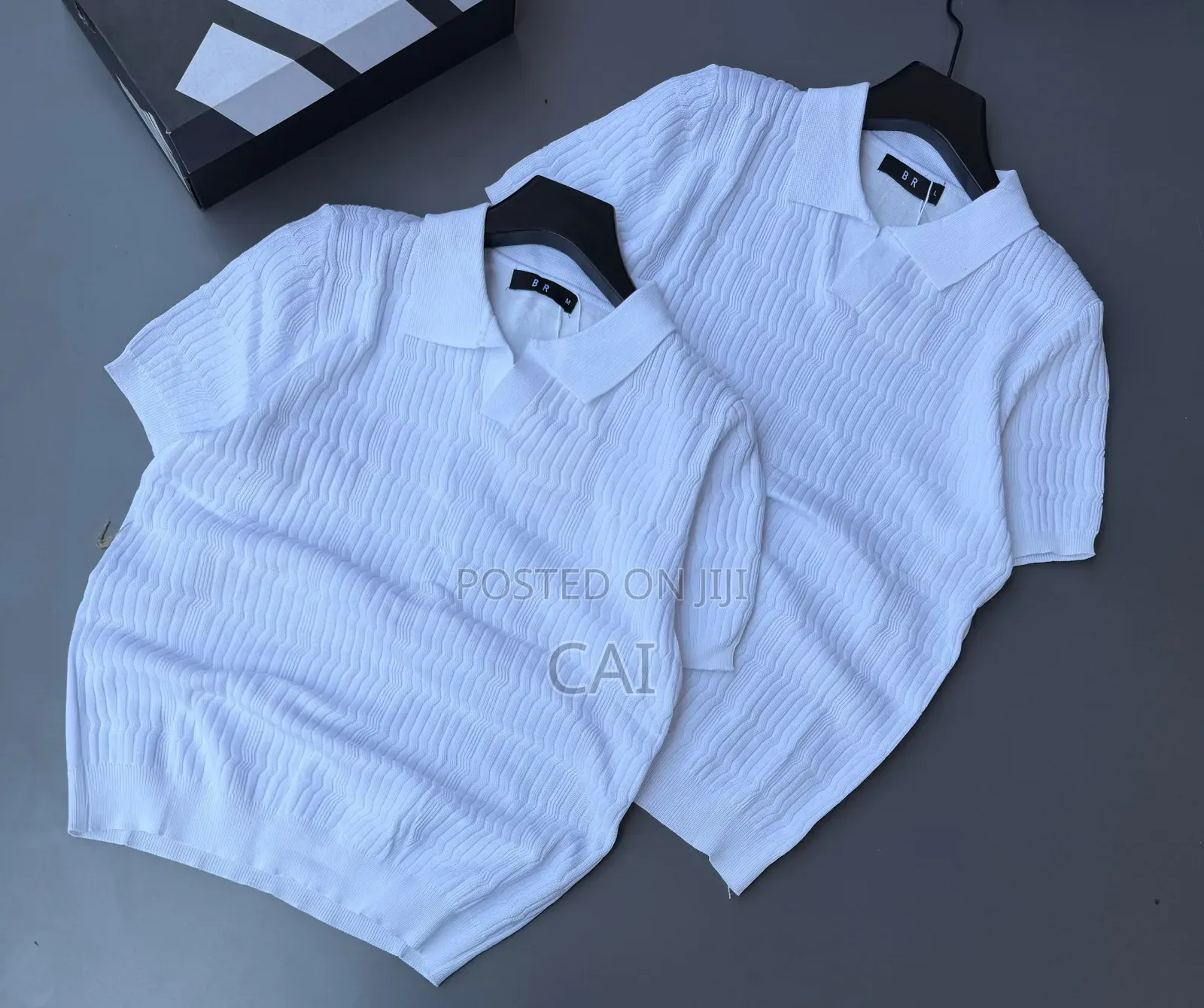 Pure White Knitted Polo T Shirts