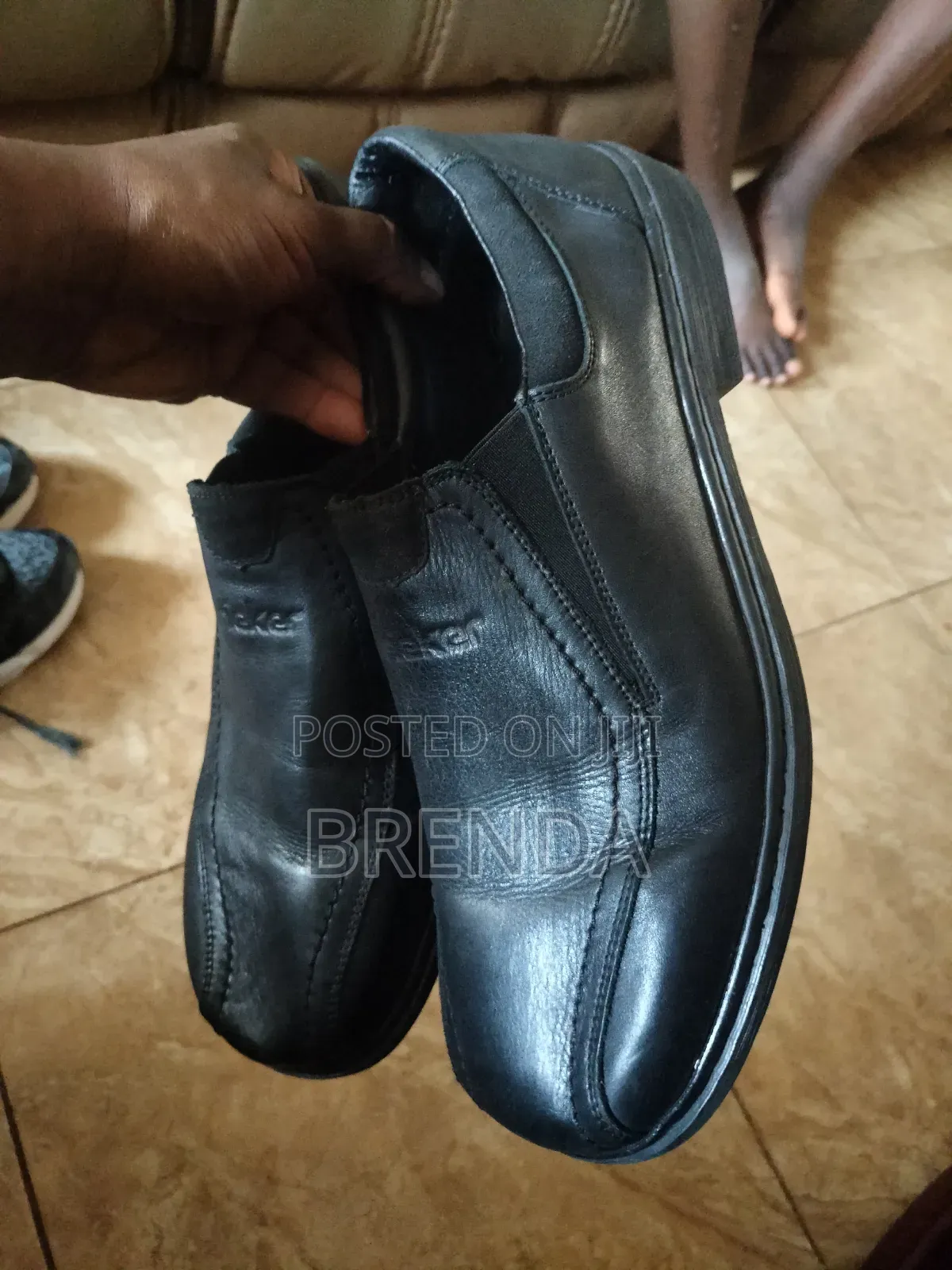 UK Used Men Size 45 Original Black Leather Shoes