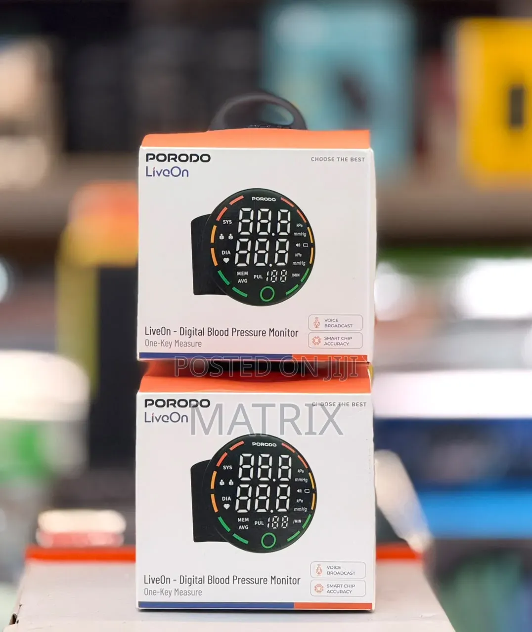 Blood Pressure Monitor Porodo Rechargeable Wrist One-Key Measurement,