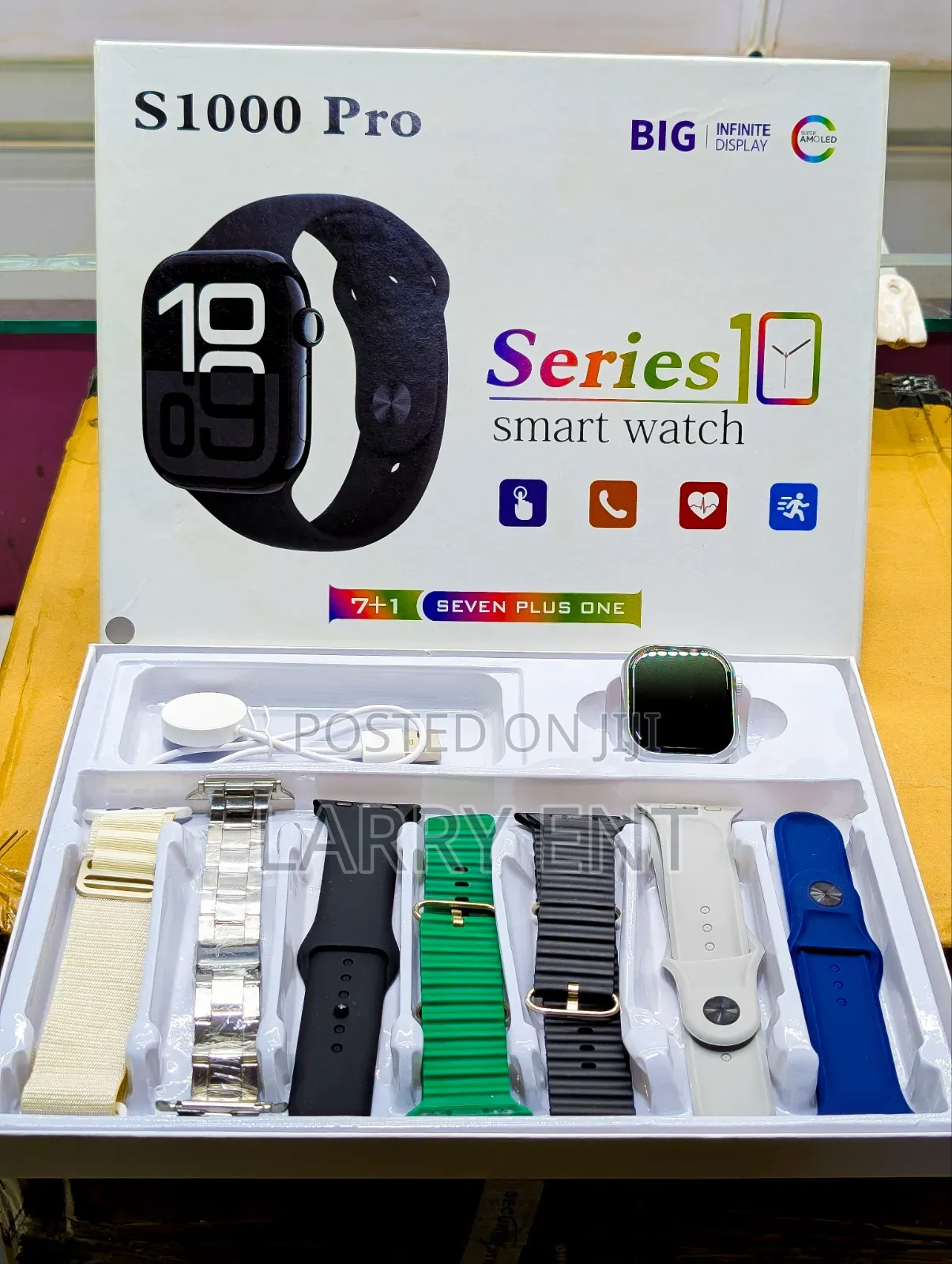 S1000 Pro Smartwatch 7 Straps Metallic Strap iPhone Android