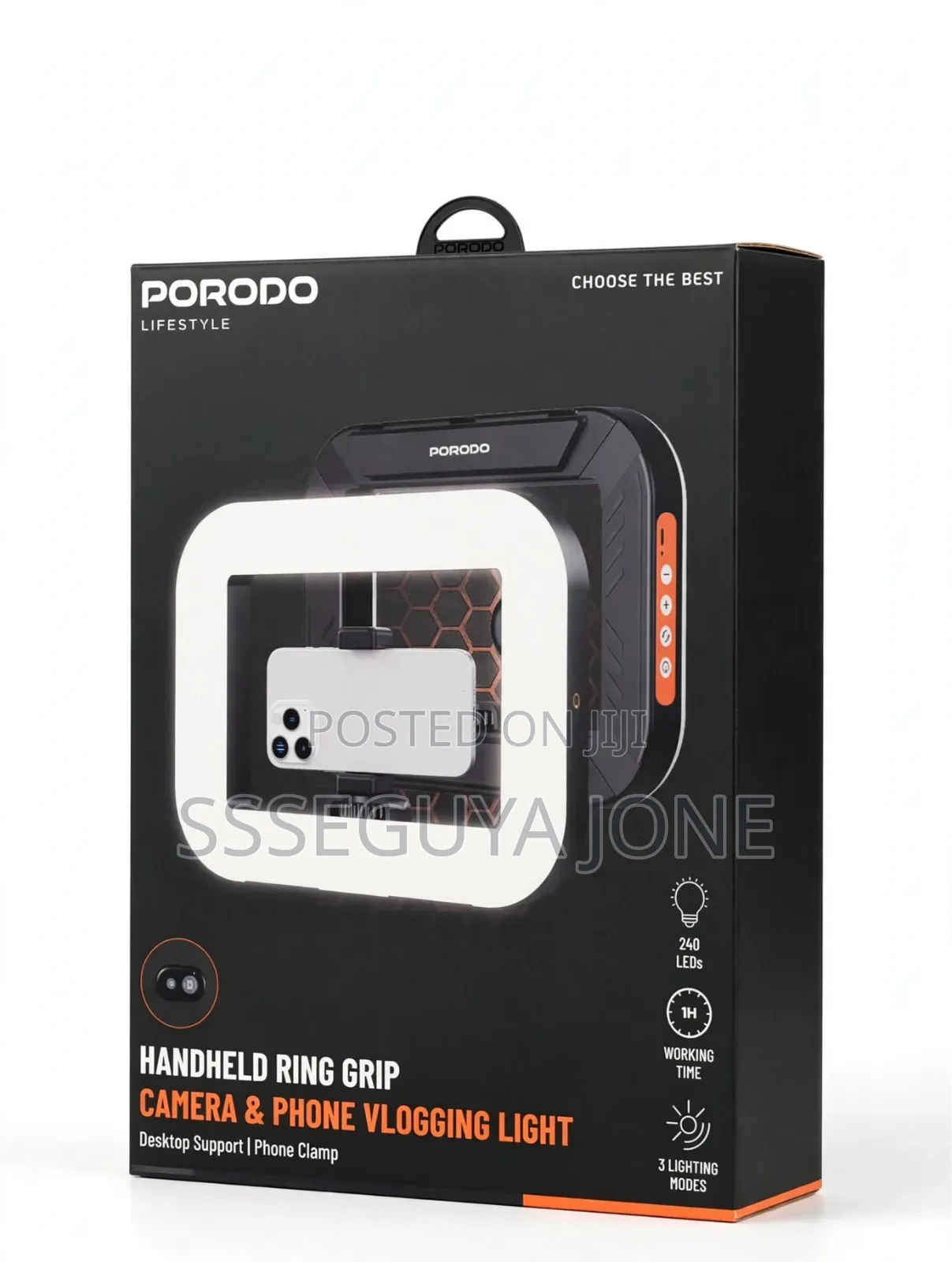 Porodo Handheld Ring Grip, Camera and Vlogging Light