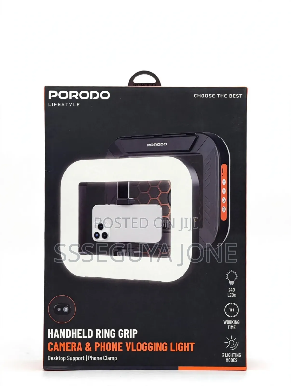 Porodo Handheld Ring Grip, Camera and Vlogging Light