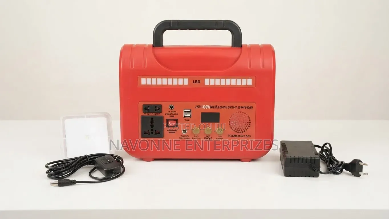 Red 300W Portable Power Station, Mini Floodlight Charging Adapter
