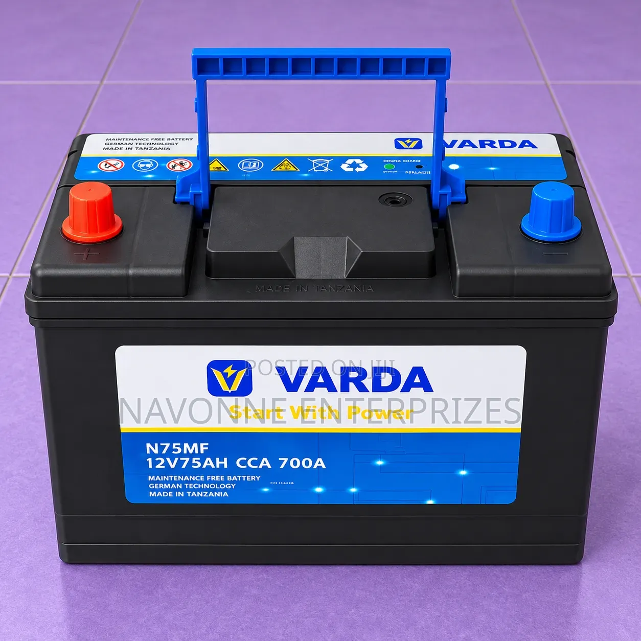 75Ah Varda N75 700CCA Maintenance-Free Car Battery 12V