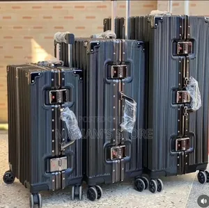 Black Aluminum-Frame 3-in-1 Luxury Hardside Luggage Set