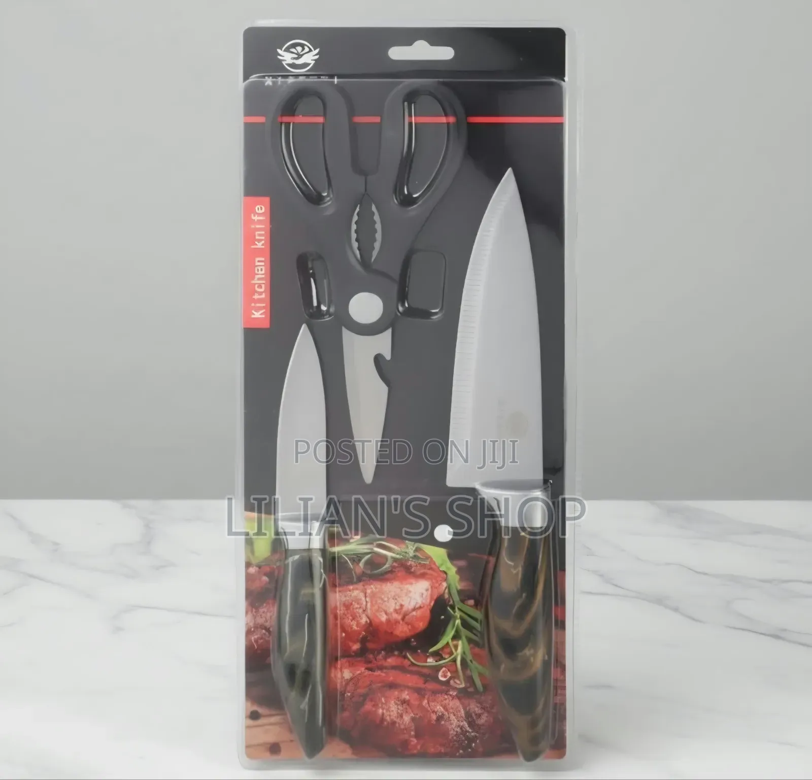 3-Piece Stainless Steel Kitchen Knife and Scissor Set