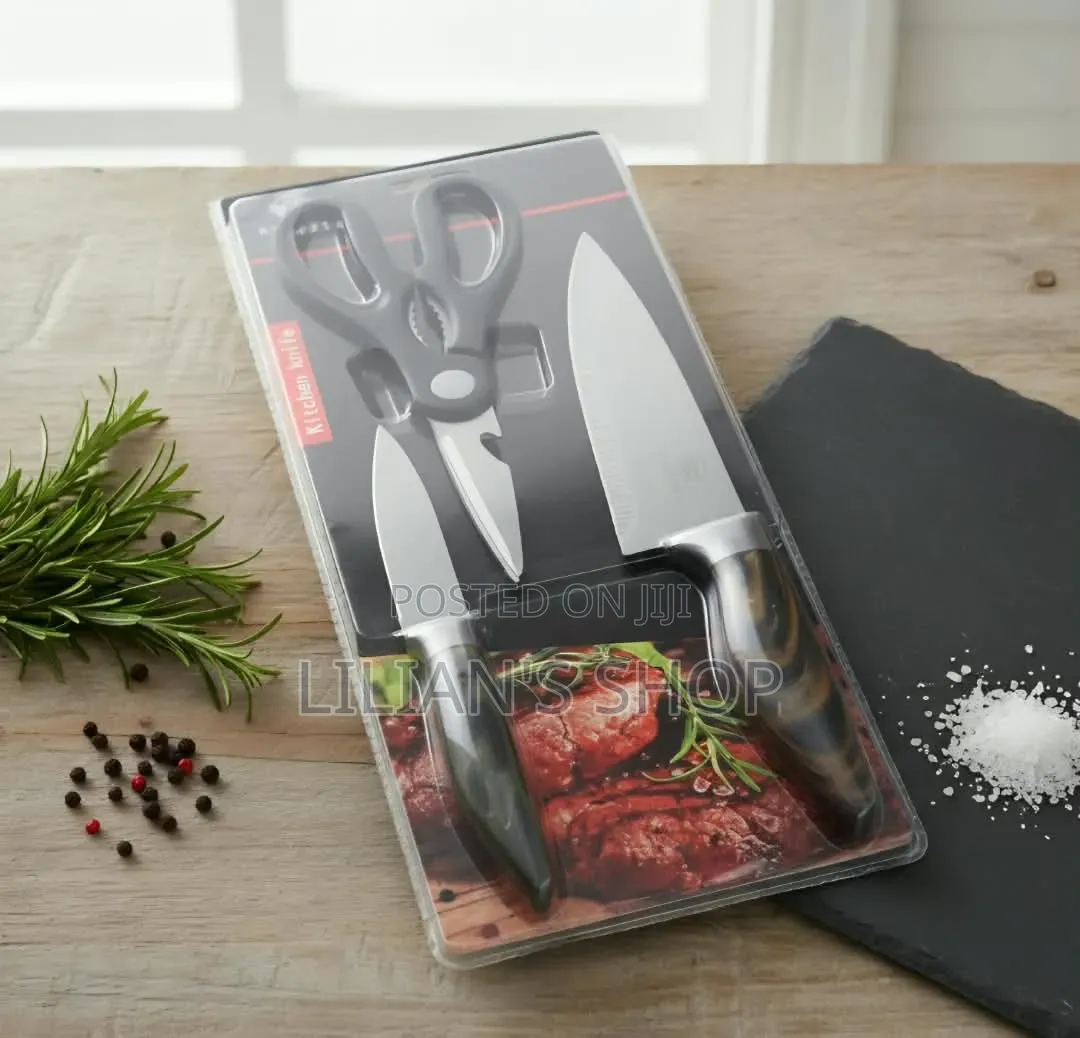 3-Piece Stainless Steel Kitchen Knife and Scissor Set