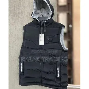 Men's Sleeveless Cotton Bomber Jacket - Jungle Black