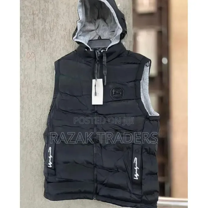 Men's Sleeveless Cotton Bomber Jacket - Jungle Black