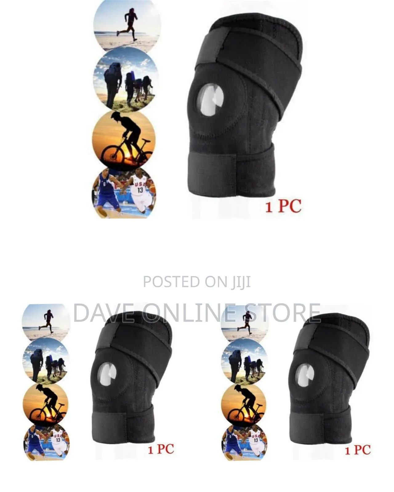 Adjustable Black Knee Support Brace With an Open Patella Design.