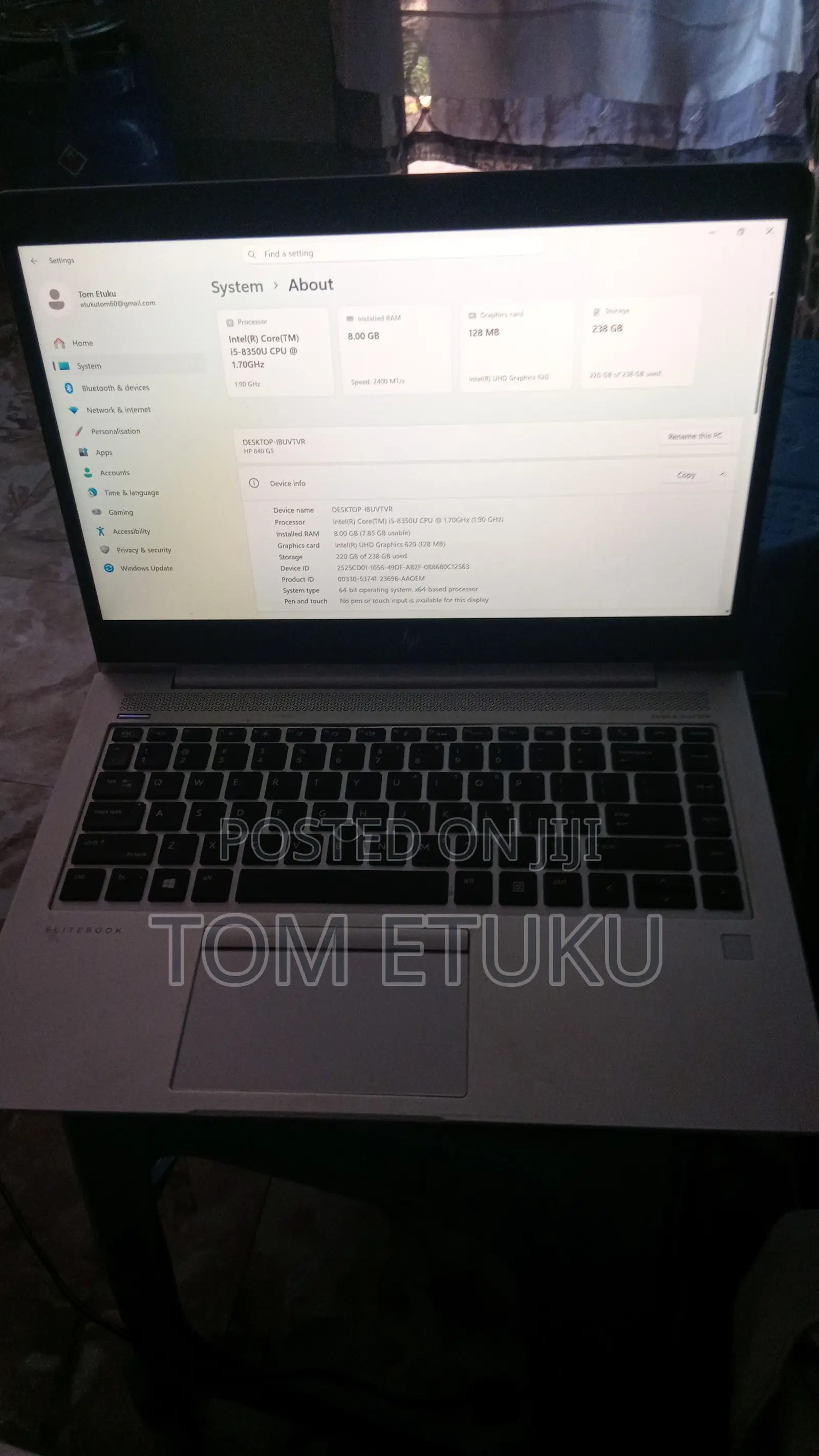 Laptop HP EliteBook 840 G5 8GB Intel Core i5 SSD 256GB