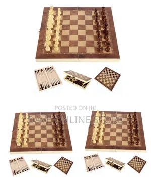 3-in-1 Wooden Folding Chess