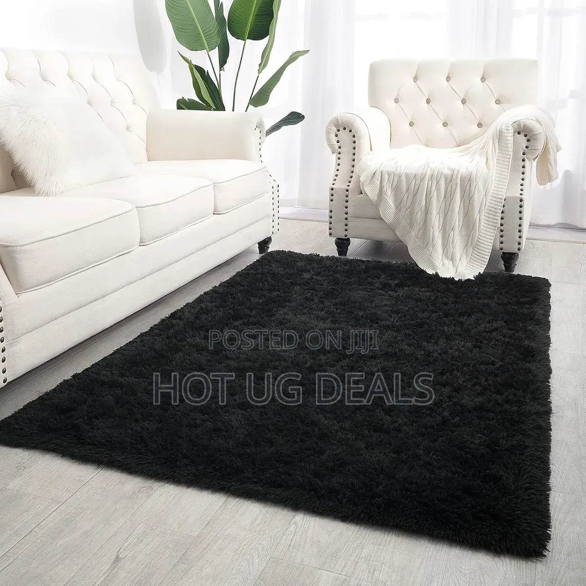 1.5 X 2m Soft Fluffy Center Carpet – Black Medium Shaggy Area Rug
