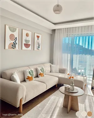It's Five Seater Sofa Couch Redressed in Fabric Material in Cream