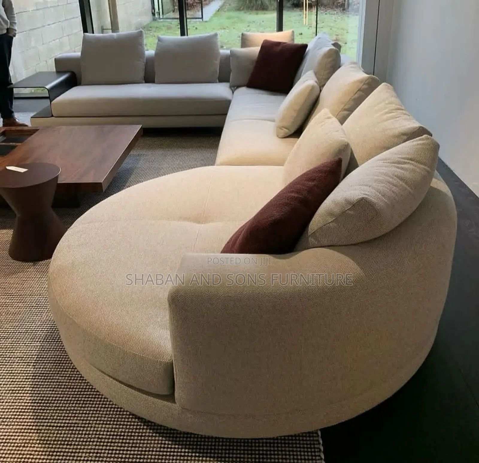 It's Five Seater Sofa Couch Redressed in Fabric Material in Cream