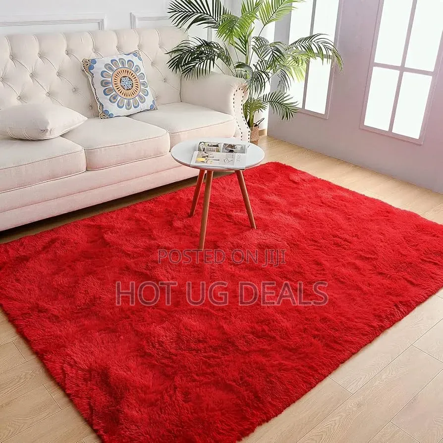 Medium Fluffy Shaggy Center Carpet 1.5m X 2m – Red
