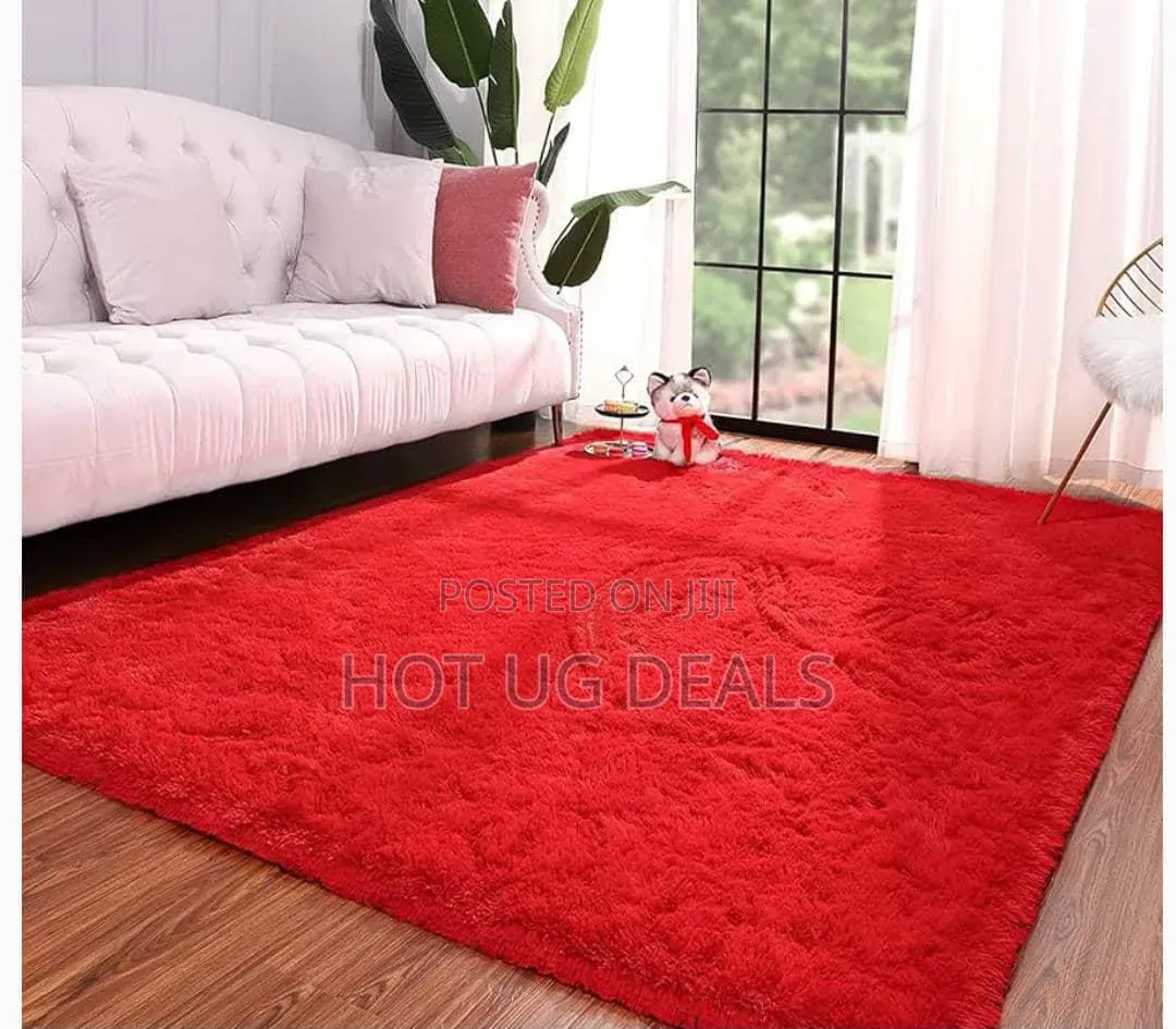 Medium Fluffy Shaggy Center Carpet 1.5m X 2m – Red