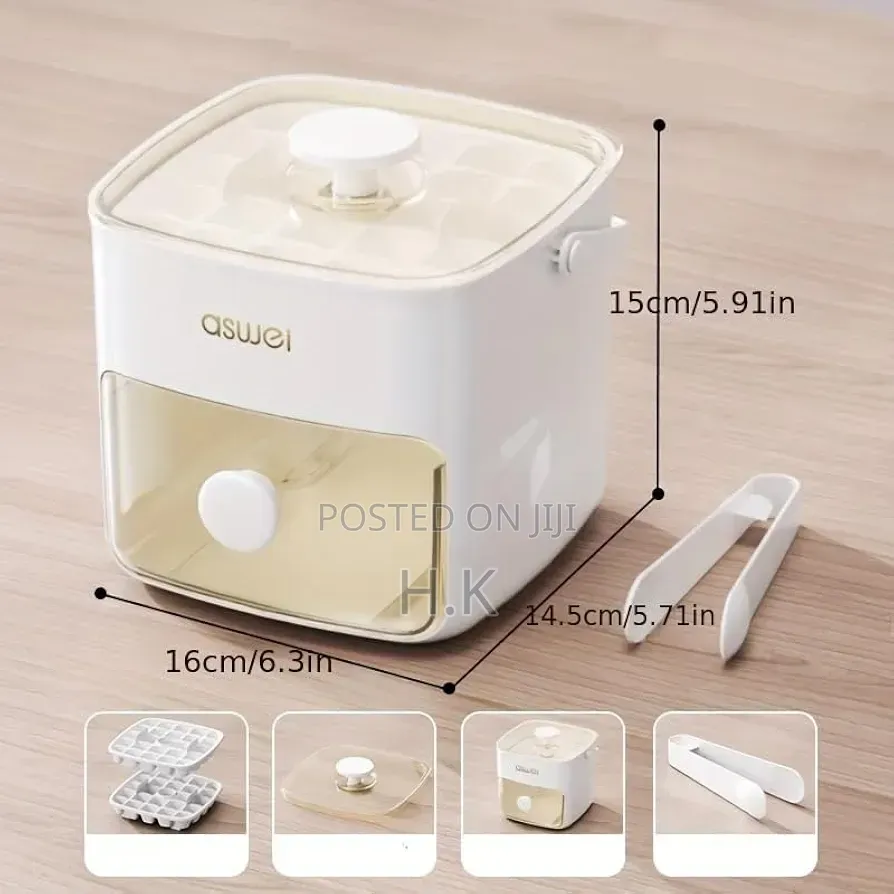 Ice Cube Maker With Tray and Lid, 2-in-1 Design, White