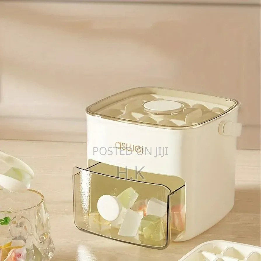 Ice Cube Maker With Tray and Lid, 2-in-1 Design, White