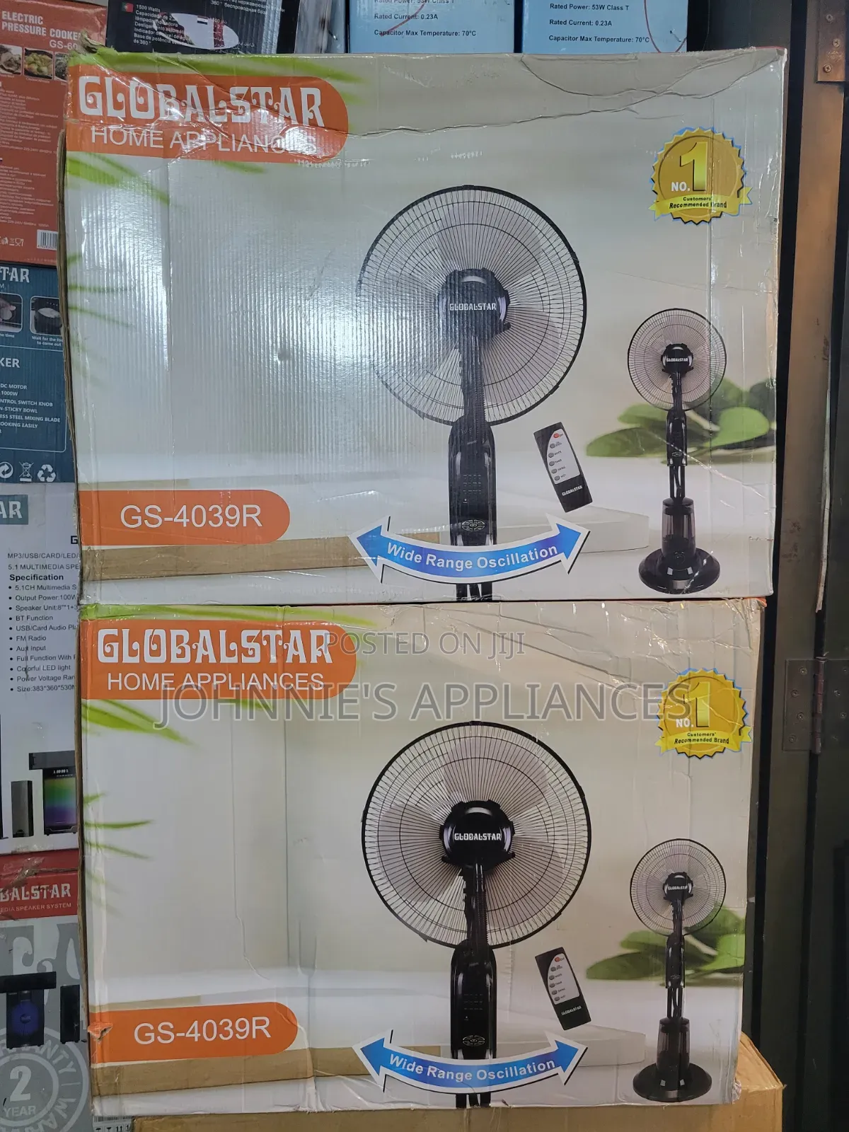 Globalstar GS-4039R Heavy-Duty Standing Fan With Remote Control