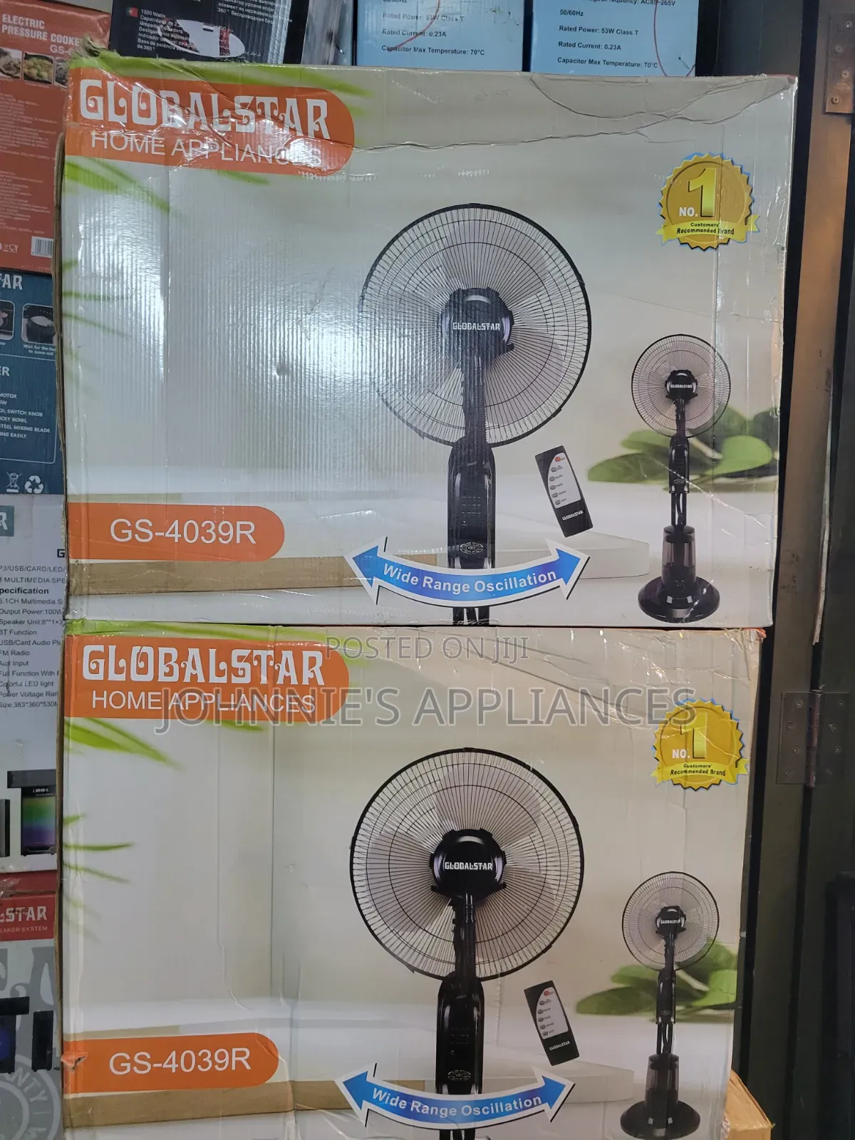 Globalstar GS-4039R Heavy-Duty Standing Fan With Remote Control