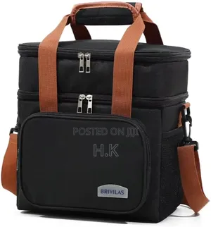 Large Double Waterproof Hot or Cold Lunch Cooler Bag With Strap