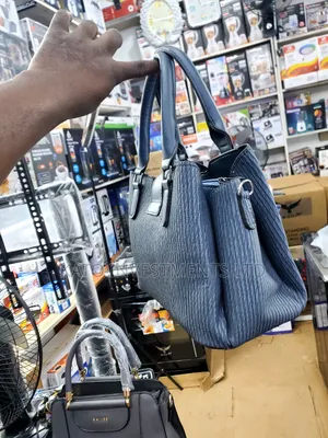 Blue Textured Faux-Leather Handbag