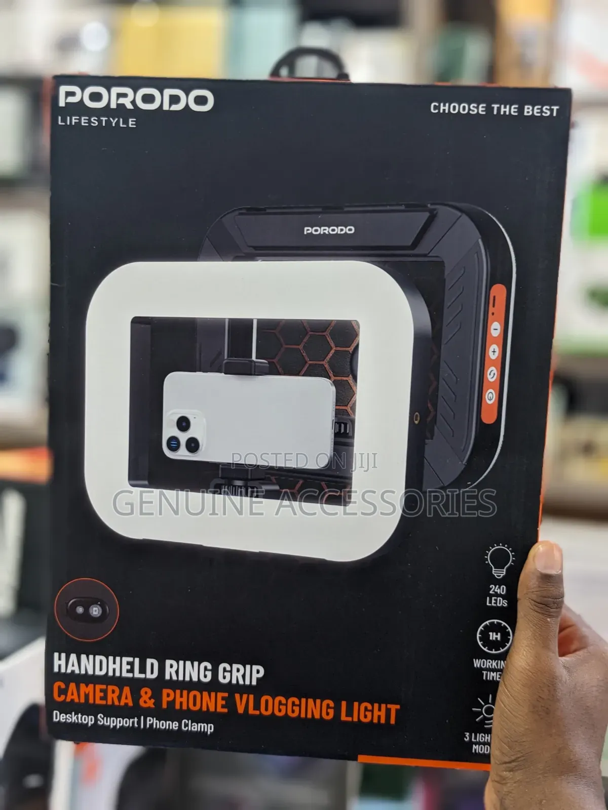 Porodo Handheld Ring Grip Vlogging Light