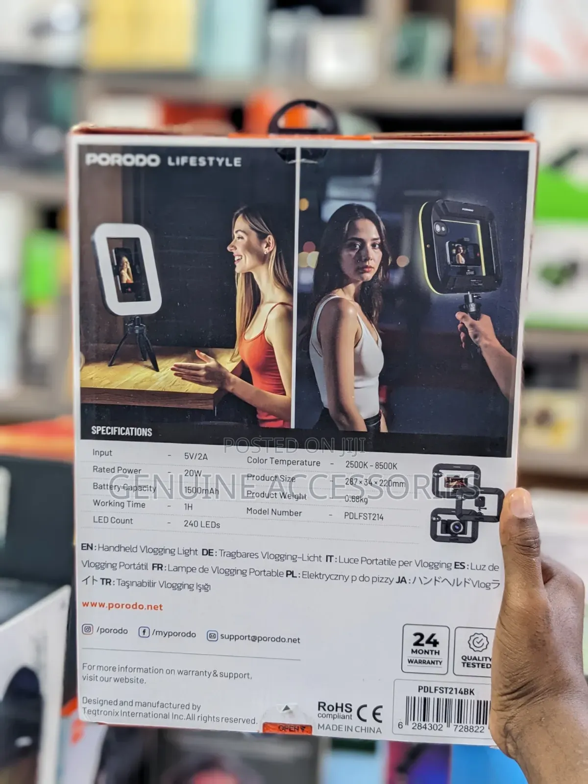 Porodo Handheld Ring Grip Vlogging Light