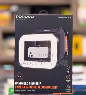 Porodo Lifestyle Handheld Ring Grip Camera Phone Vlogging Light