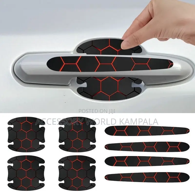 Black Carbon Fiber Door Handle Guards Universal