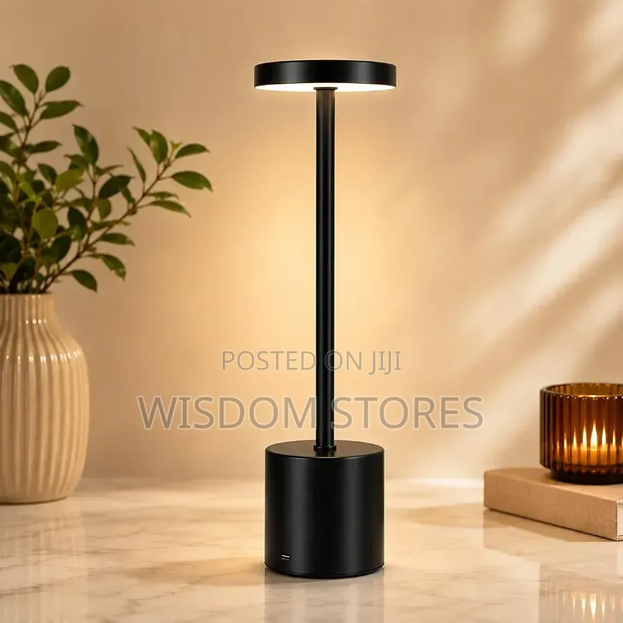 Cylindrical Cordless Rechargeable LED Table Lamp With USB Charging