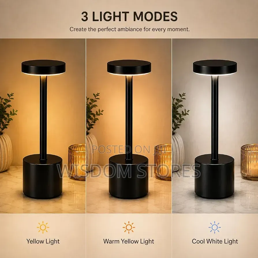 Cylindrical Cordless Rechargeable LED Table Lamp With USB Charging