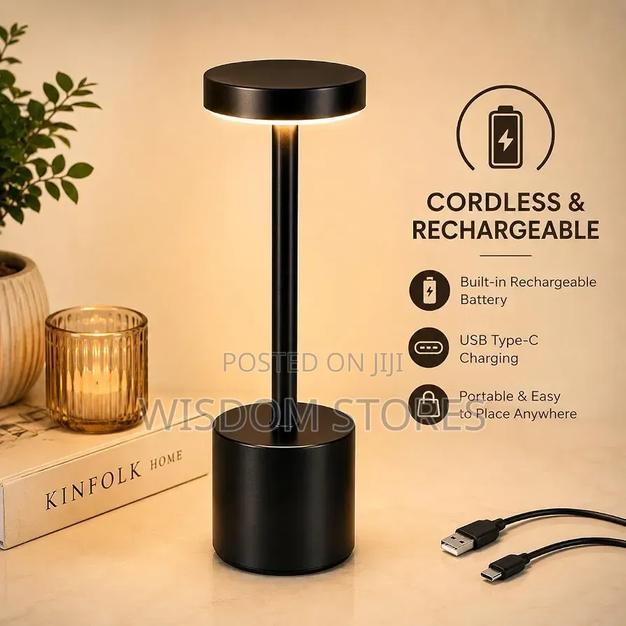 Cylindrical Cordless Rechargeable LED Table Lamp With USB Charging