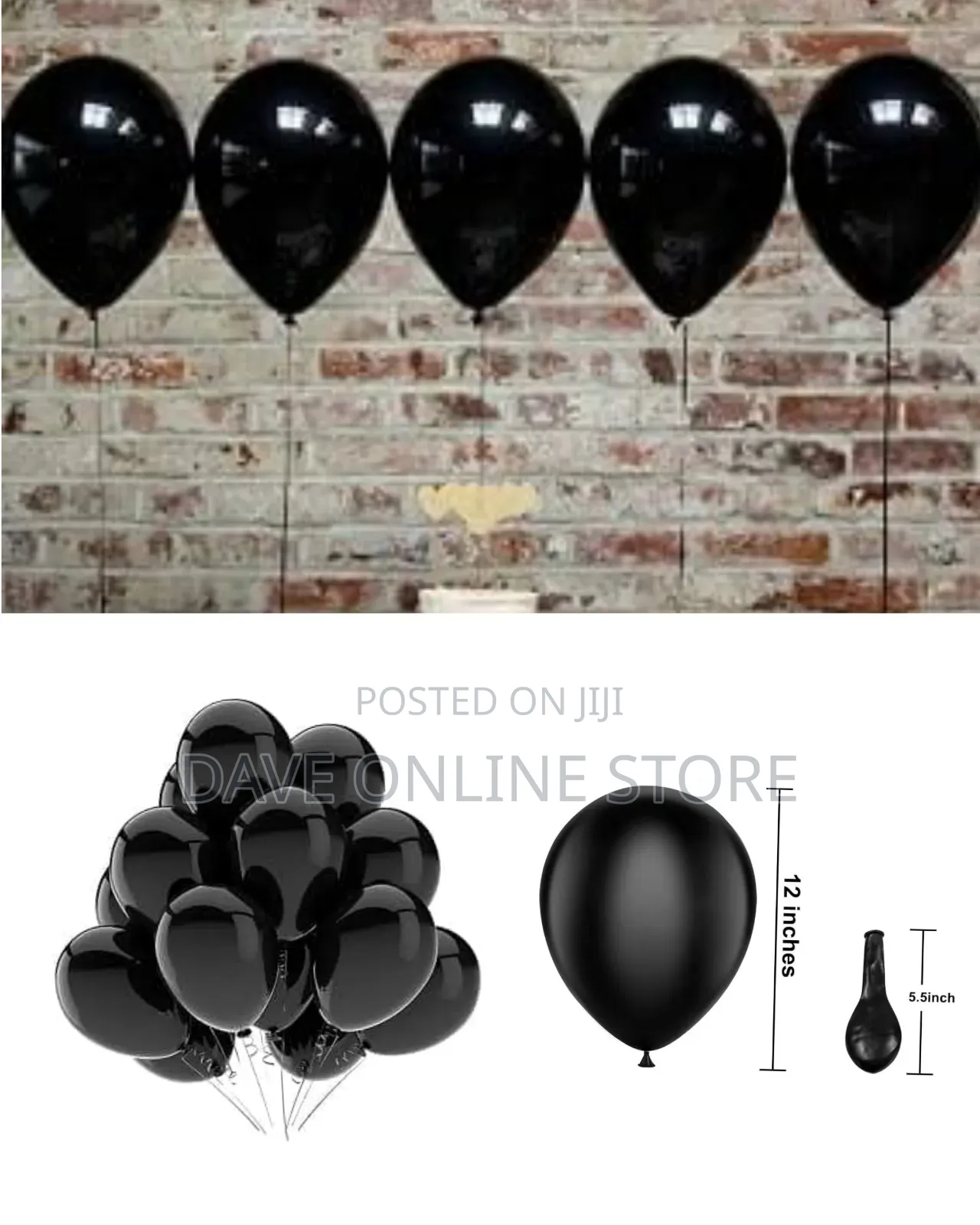 12 Inch 100 Pieces Matte Black Balloons