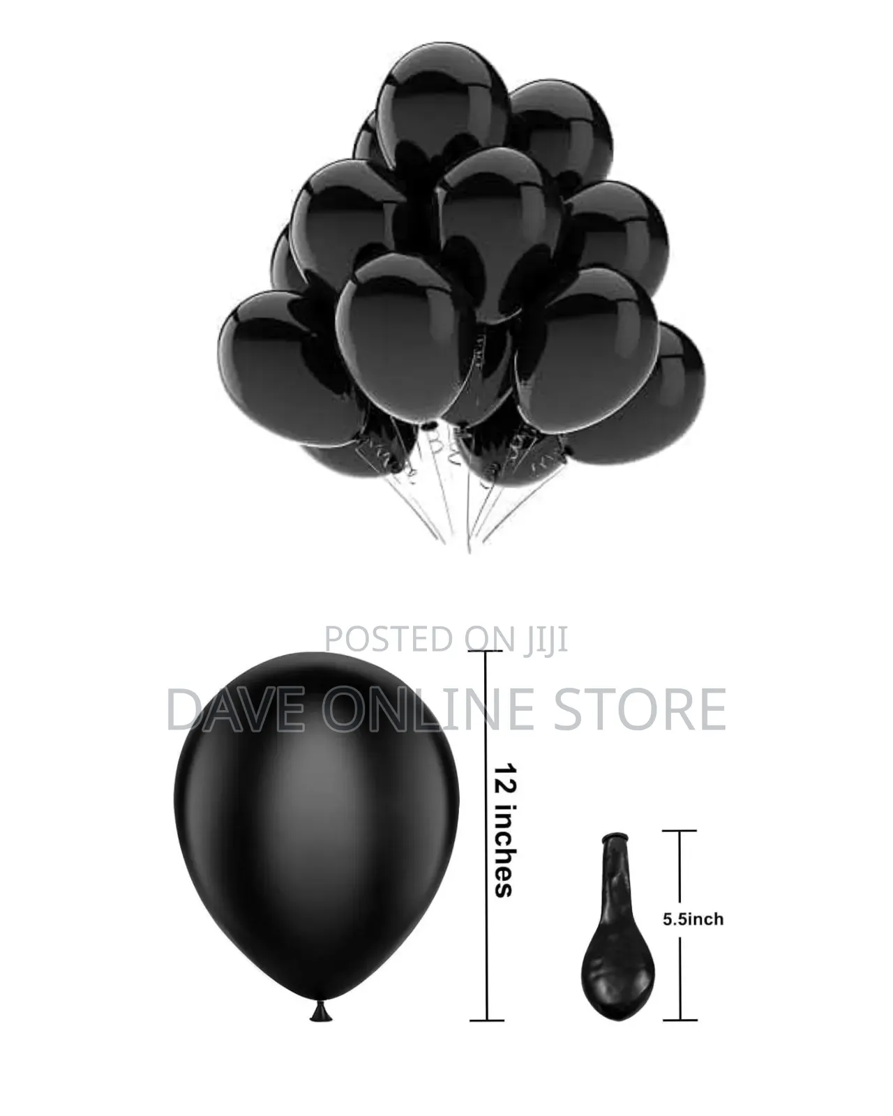 12 Inch 100 Pieces Matte Black Balloons