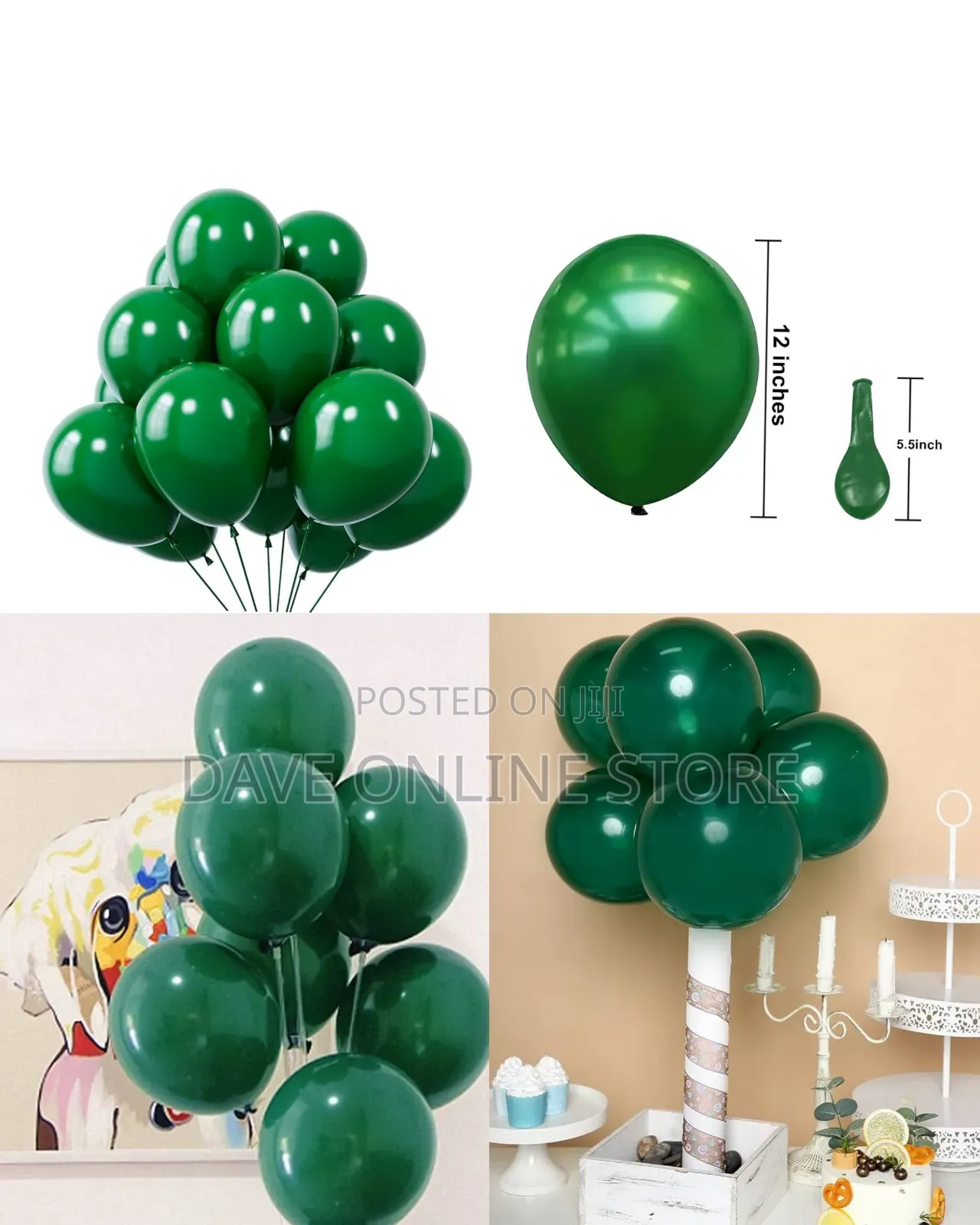12 Inch Green 100 Pieces Balloons