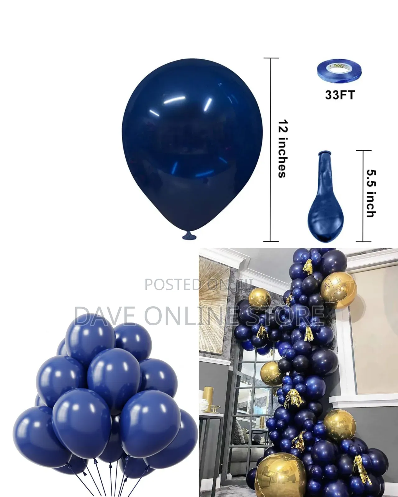 12 Inch
Navy Blue 100 Pieces Round Helium Balloons