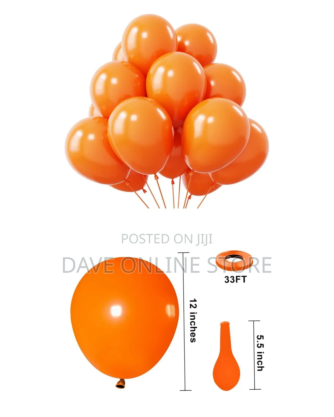 12 Inch
100 Pieces Matte Orange Balloons