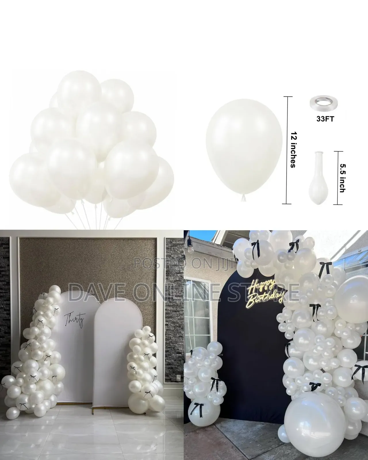 12 Inch
White Ivory 100 Pieces Matte Balloons