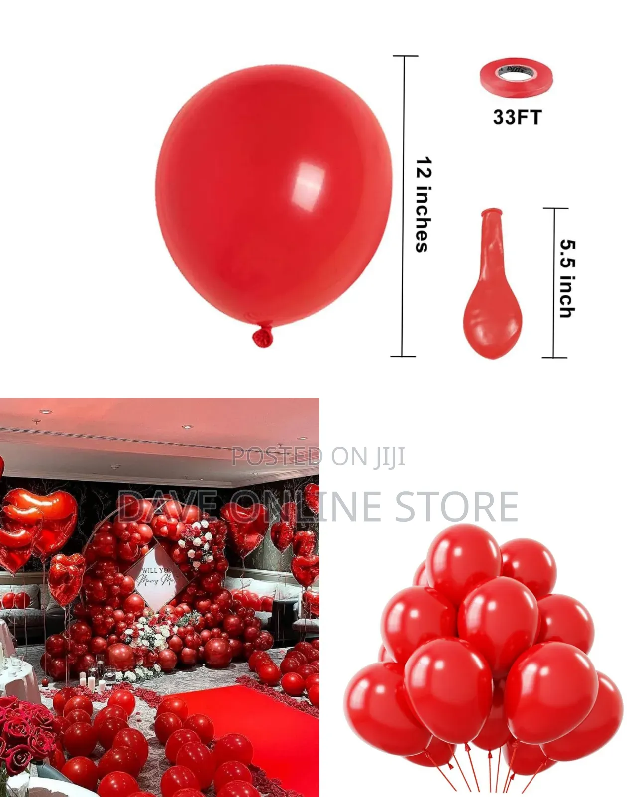12 Inch 100 Pieces Red Balloons