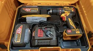 INGCO 42V Max Brushless Cordless Impact Drill Kit 2 Batteries